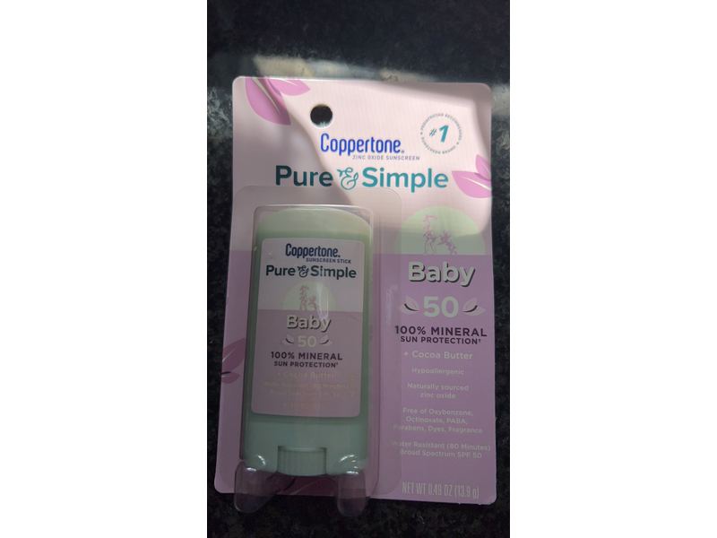 Coppertone Pure & Simple Baby SPF 50 Sunscreen Stick, 0.49 Ounce