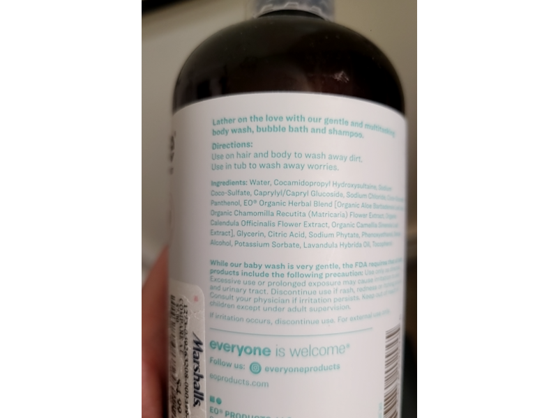 Everyone 3 In 1 Baby Wash + Bubble Bath & Shampoo, Calendula + Chamomile & Aloe Vera, 12.75 fl oz/377 mL