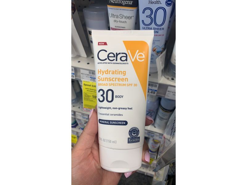 CeraVe Hydrating Mineral Sunscreen Body Lotion, SPF 30, 5 fl oz/150 mL