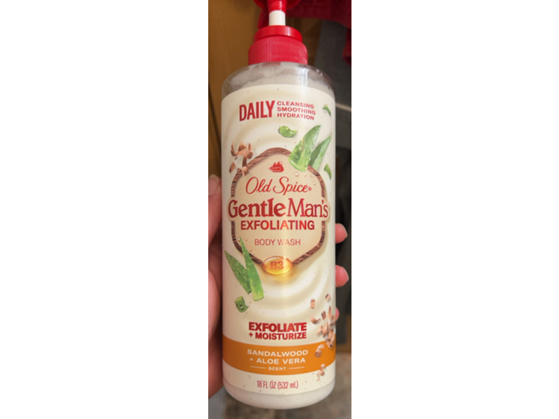 Old Spice Gentle Man's Exfoliating Body Wash, Sandalwood + Aloe Vera Scent, 18 fl oz/532 mL