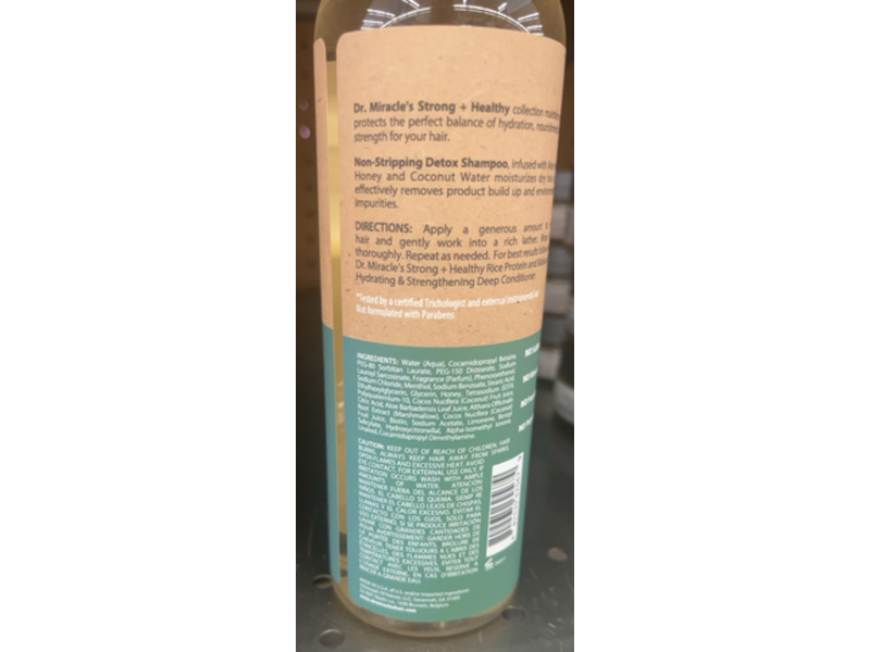 Dr. Miracle's Strong & Healthy Non Stripping Detox Shampoo, Aloe Vera & Honey, 12 oz/355 mL