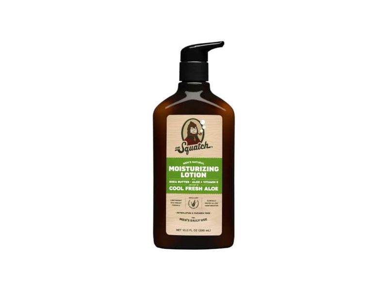 Dr. Squatch Men's Natural Moisturizing Lotion, Cool Fresh Aloe, 10 fl oz/295 mL