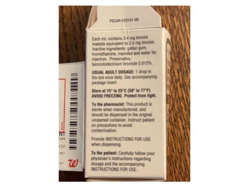 Timolol Maleate Ophthalmic Gel Forming Solution, 0.25%, 5 mL, Fosun Pharma (RX)