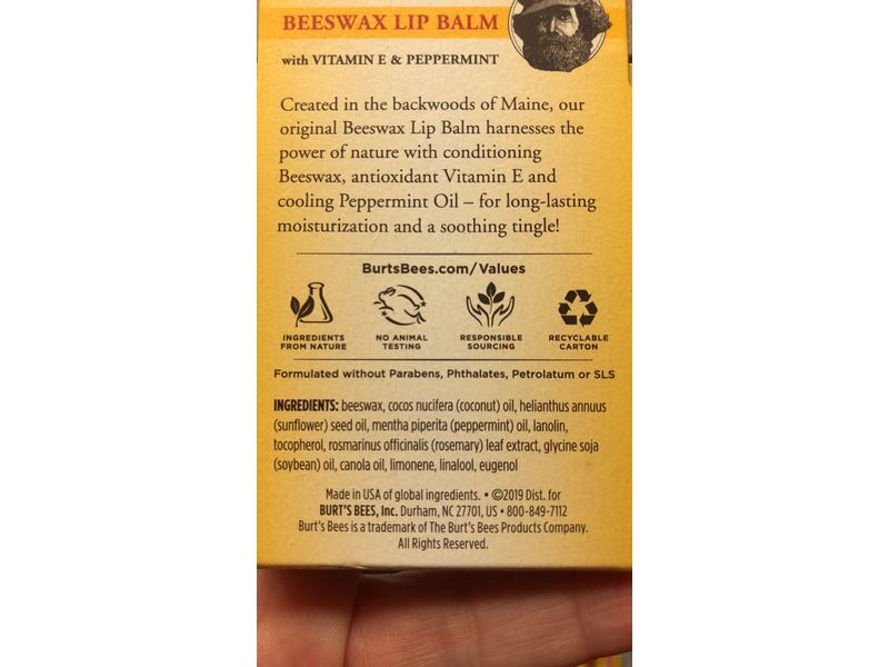 Burt's Bees Lip Balm With Vitamin E & Peppermint, 0.45 oz/12.75 g, Pack Of 3