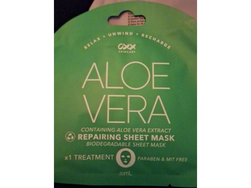 OXX Skincare Repairing Sheet Mask, Aloe Vera, 20 mL
