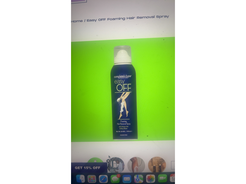 Completely Bare Easy Off Foaming Hair Removal Spray, Volcanic Ash & Shea Butter, 5.8 oz/170 mL