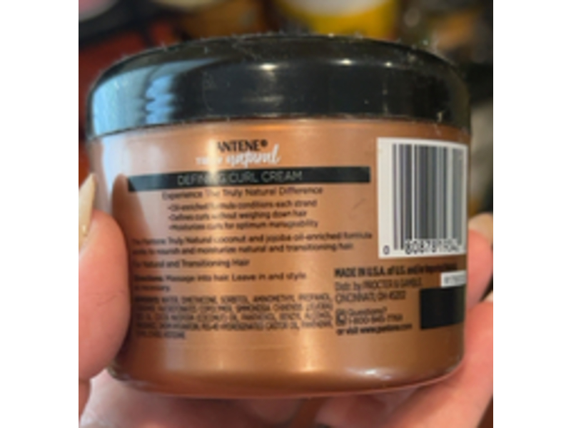 Pantene Truly Natural Defining Curl Cream, Coconut & Jojoba, 7.6 fl oz/225 mL