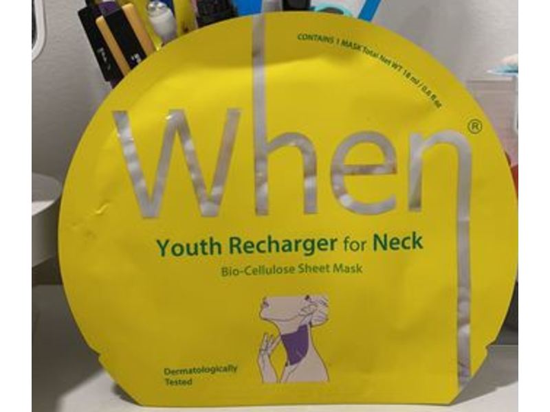 When Youth Recharging For Neck Bio Cellulose Sheet Mask, 1 Count