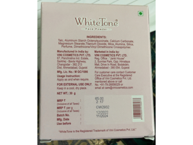 White Tone Face Powder, 30 g
