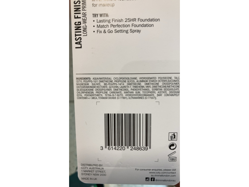 Rimmel London Lasting Finish Primer, 1 fl oz/30 mL