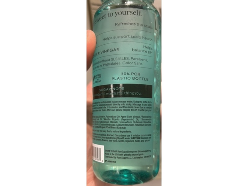 Raw Sugar The Rosemary Vinegar Rinse Shampoo Alternative, Rosemary + Mint, 6 fl oz/177 mL