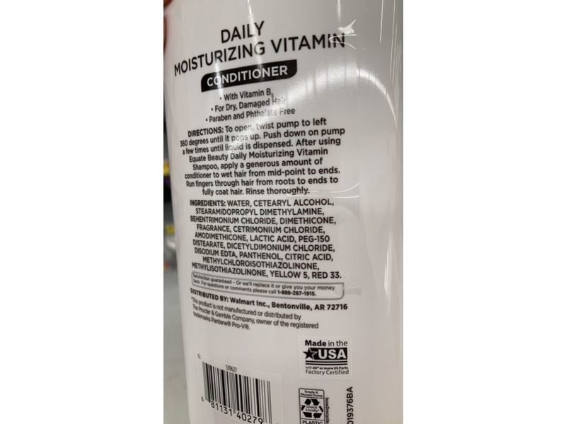 Equate Beauty Daily Moisturizing Vitamin Conditioner, Dry & Damaged Repair Hair, 28.9 fl oz/855 mL