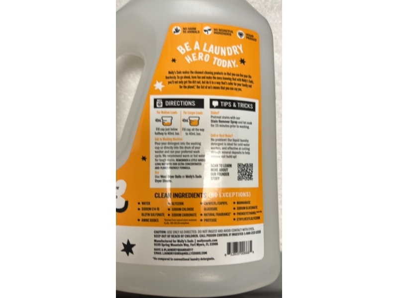 Molly's Suds Liquid Laundry Detergent, Citrus Grove, 100 Loads, 62 fl oz