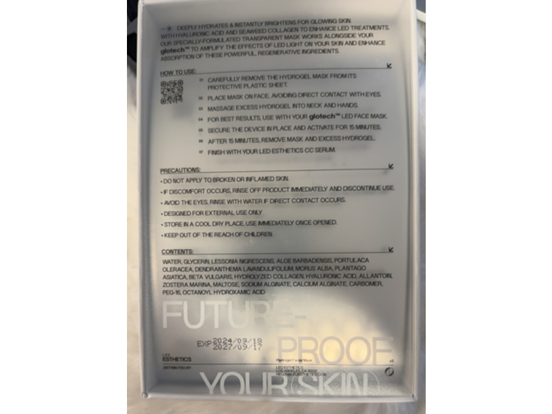 LED Esthetics Hydrogel Facial Mask, 5 Count