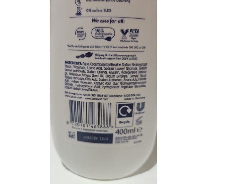 Dove Instantly Lotion-Soft Skin Body Wash, 400 mL