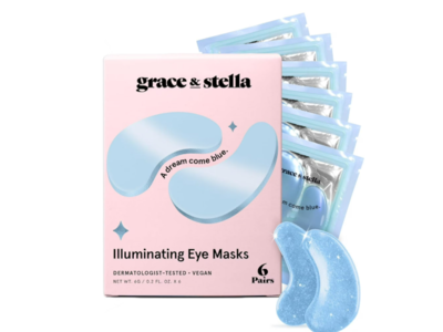 Grace & Stella A Dream Come Blue Illuminating Eye Masks, Niacinamide & Hyaluronic Acid, 0.2 fl oz/6 g, 6 Pairs