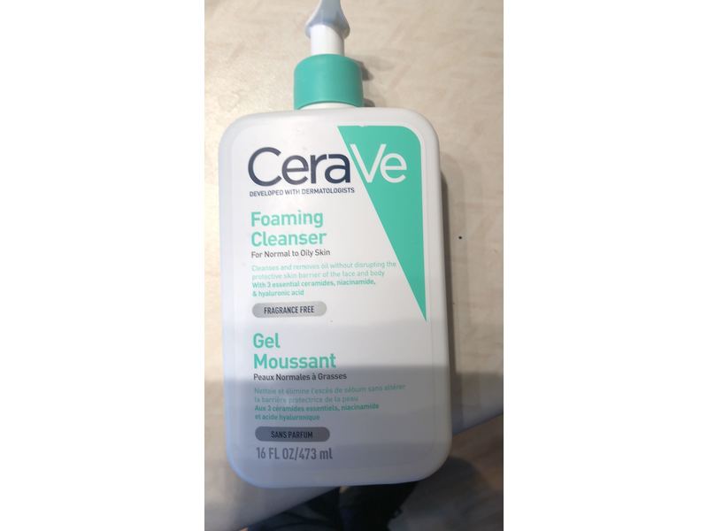 CeraVe Foaming Cleanser, Normal to Oily Skin, Fragrance Free, 16 fl oz/473 ml