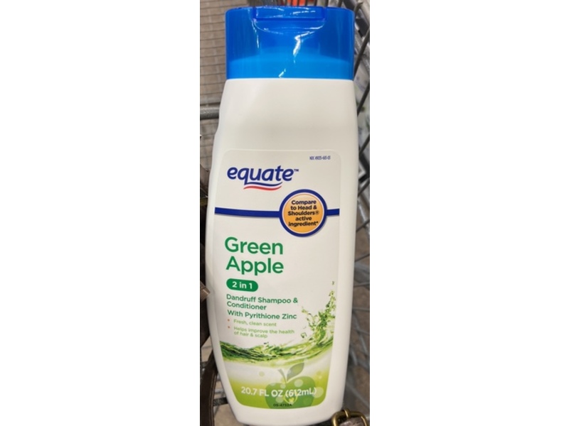 Equate 2 In 1 Dandruff Shampoo & Conditioner, Green Apple, 20.7 fl oz/612 mL