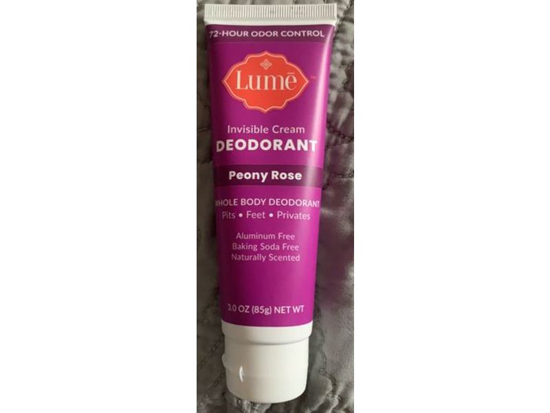Lume Invisible Deodorant Body Cream, Peony Rose, 3.0 oz/85 g