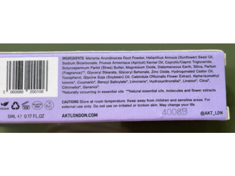 AKT The Deodorant Blam, Violet, 0.17 fl oz/5 mL