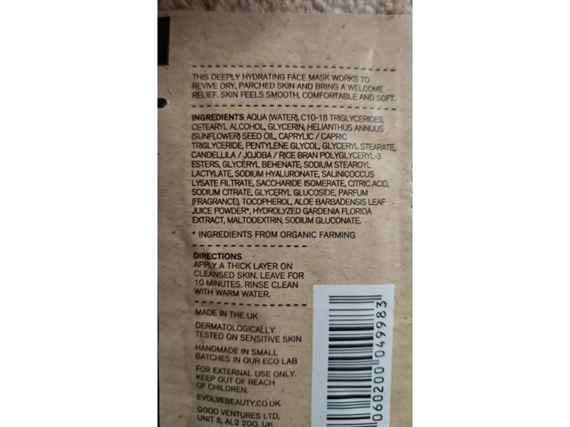 Evolve Organic Beauty Intense Hydrating Mask, 0.1 fl oz/3 mL