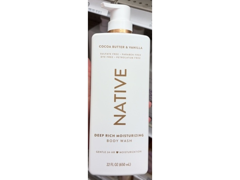 Native Deep Rich Moisturizing Body Wash, Cocoa Butter & Vanilla, 22 fl oz/650 mL