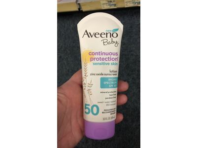 aveeno baby continuous protection zinc oxide mineral sunscreen lotion