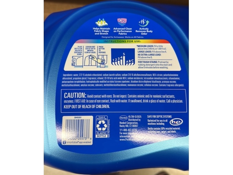 Persil Activewear Clean Laundry Detergent, 120 Loads, 202 fl oz/5.9 L