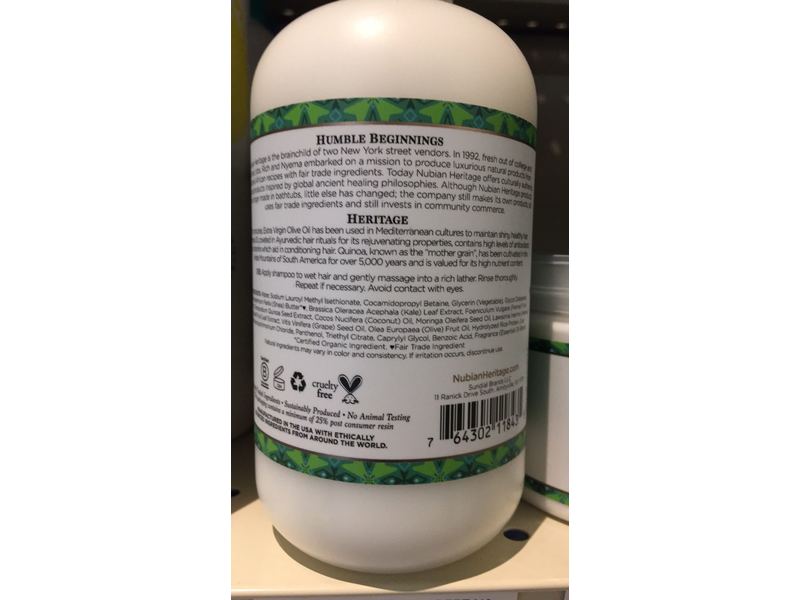 Nubian Heritage Hydrate & Revive Vegan Shampoo, Olive Oil, 12 fl oz/355 mL
