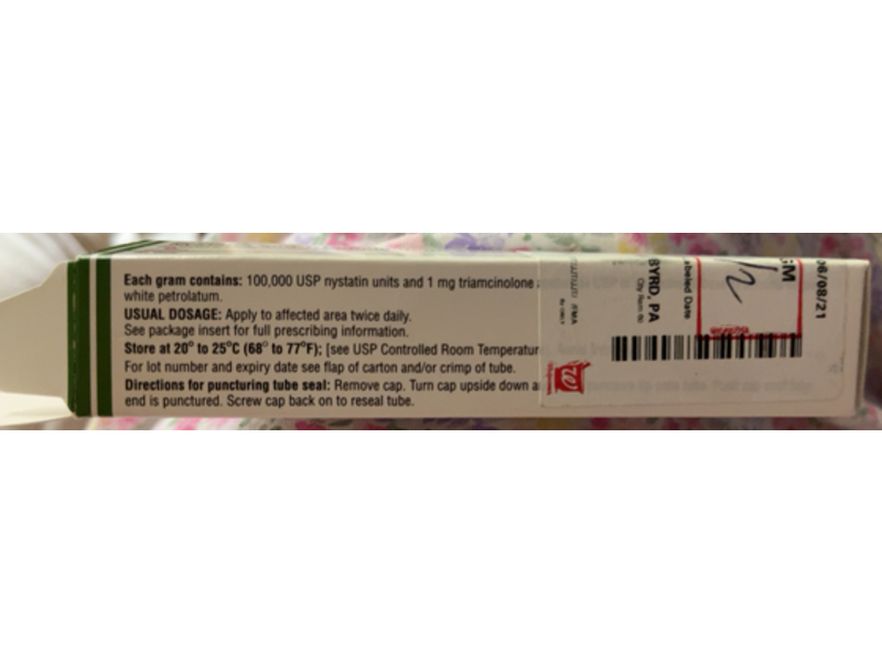 Nystatin & Triamcinolone Acetonide Ointment 100,000 unit/1 mg, 15 g Glenmark (RX)