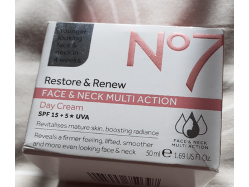 No7 Restore & Renew Face & Neck Multi Action Day Cream, Spf 15+, 1.69 fl oz/50 ml