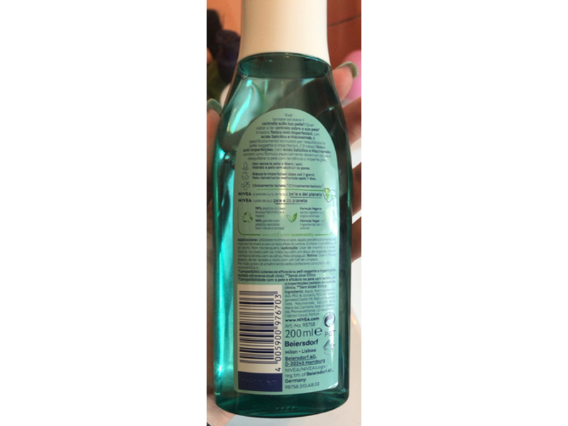 Nivea Derma Skin Clear Anti Blemish Toner, Acido Salicilico & Niacinamide, 200 mL