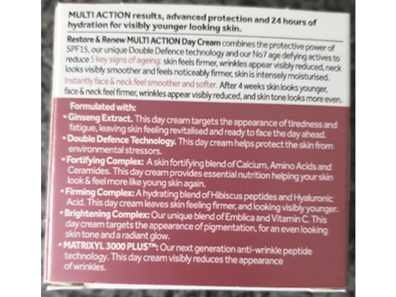 No7 Face & Neck Multi Action Day Cream, SPF 15, 1.69 fl oz/50 mL