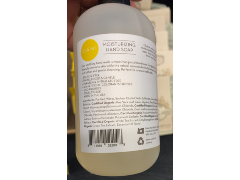 Dani All-Natural Moisturizing Hand Soap, Sandalwood & Vanilla, 12 fl oz/355 mL