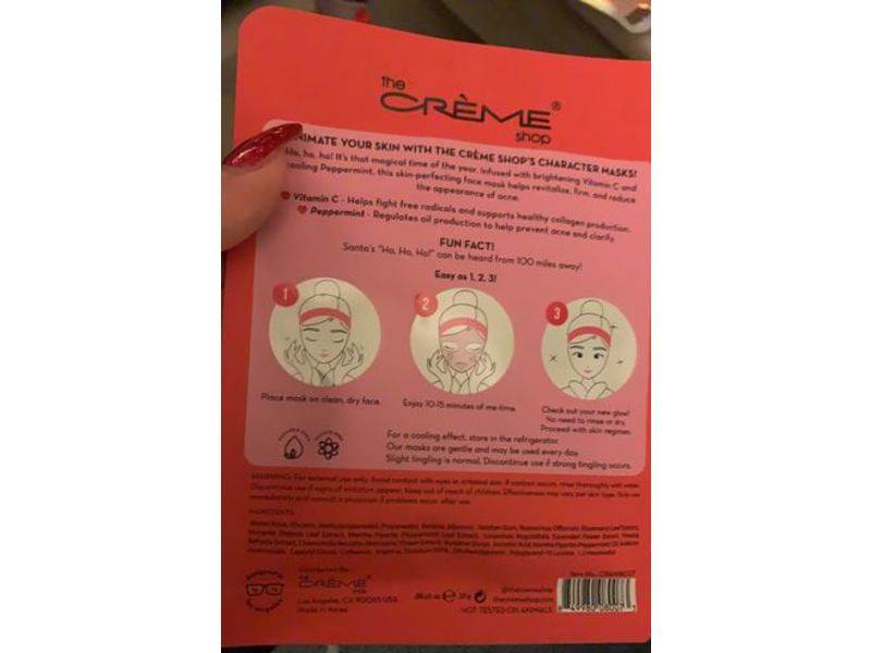The Creme Shop Be Jolly, Skin! Limited Edition Sheet Mask, Vitamin C & Peppermint, 0.88 oz/25 g