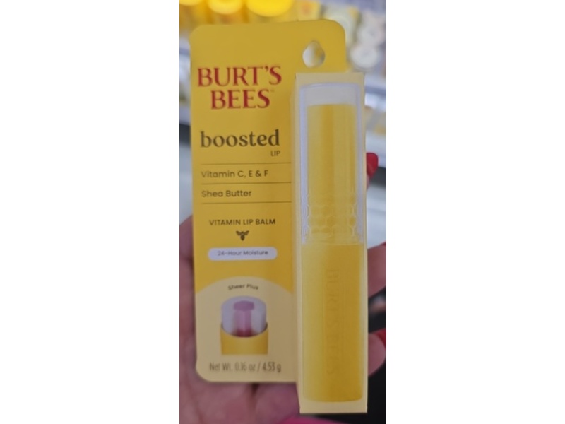 Burt's Bees Boosted Lip Balm, Sheer Plus, 0.16 fl oz/ 4.53 g