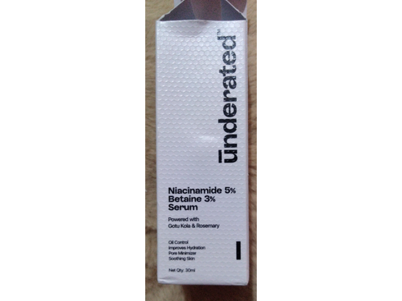 Underated Naiacinamide 5% Betaine 3% Serum, Gotu Kola & Rosemary, 30 mL