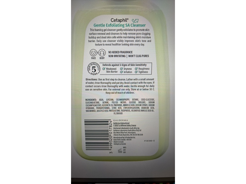 Cetaphil Gentle Exfoliating SA Cleanser, Salicylic Acid, Mandelic Acid & PHA, 8 fl oz/237 mL