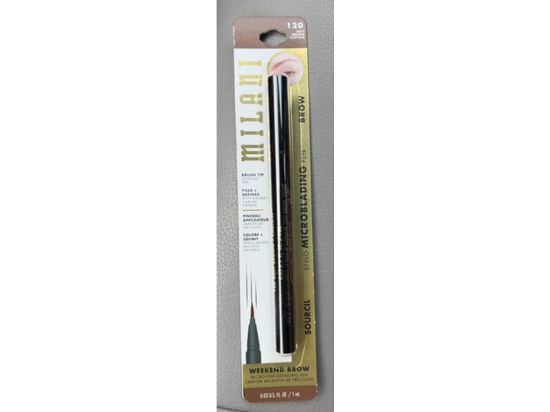 Milani Weekend Brow Micro-Fine Detailing Pen, 120 Soft Brown, 0.03 fl oz/1 mL