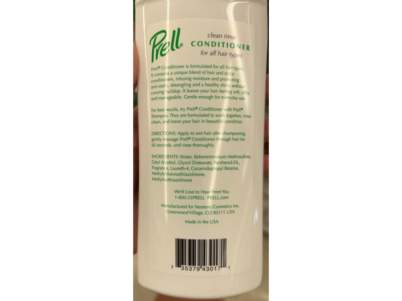 Prell Moisturizing Clean Rinse Conditioner, 13.5 fl oz/400 mL