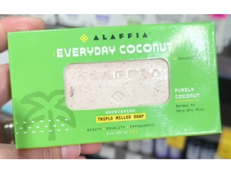 Alaffia Everyday Nourishing Triple Milled Bar Soap, Coconut, 8 oz/227 g