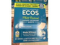 Ecos Laundry Detergent Sheets, 64 Loads, Free & Clear, 7.90 oz/224 g, 64 Count - Image 3