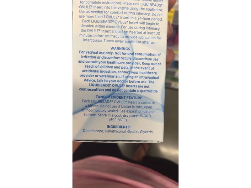 K-Y Liquibeads Feminine Vaginal Moisturizer Liquid Beads, Ovule Inserts, 6  Count Ingredients and Reviews