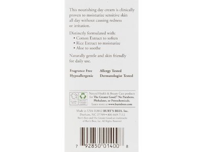 burt's bees sensitive moisturizing cream