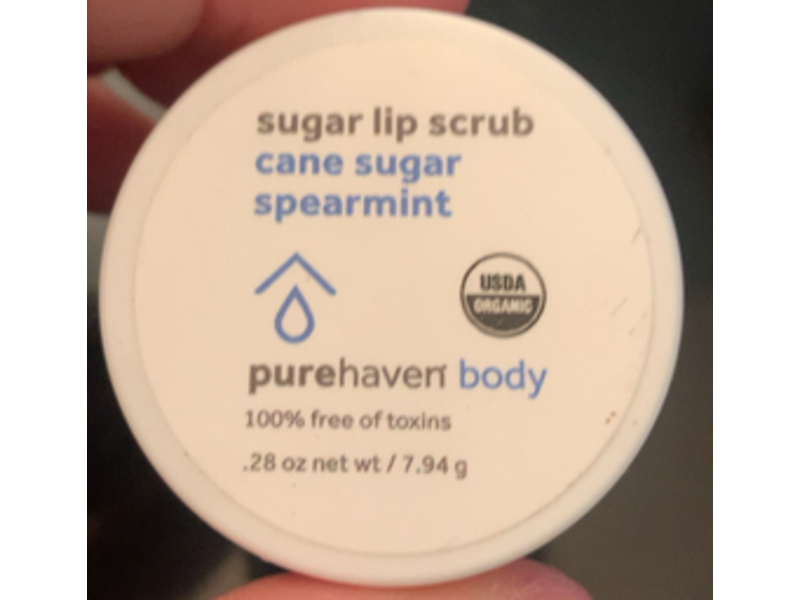 Pure Haven Sugar Lip Scrub, Cane Sugar & Spearmint, 0.28 oz/7.94 g