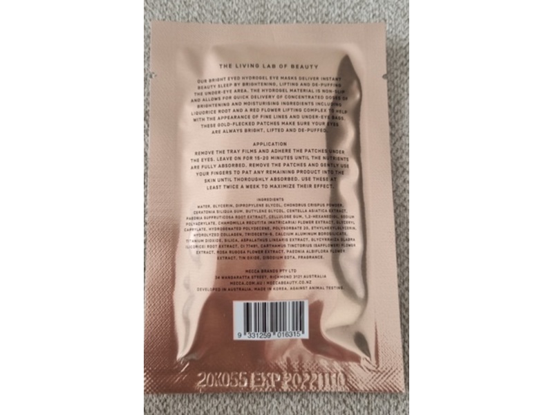 Mecca Cosmetica Face Series Bright Eyed Hydrogel Eye Mask