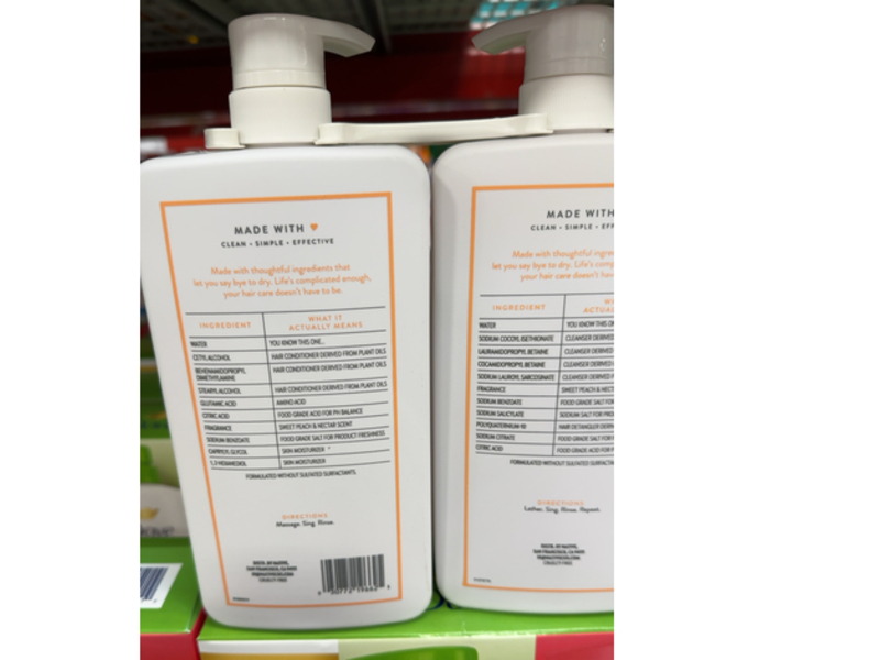 Native Hair Care Moisturizing Shampoo + Conditioner, Sweet Peach & Nectar, 34 fl oz/1.00 L