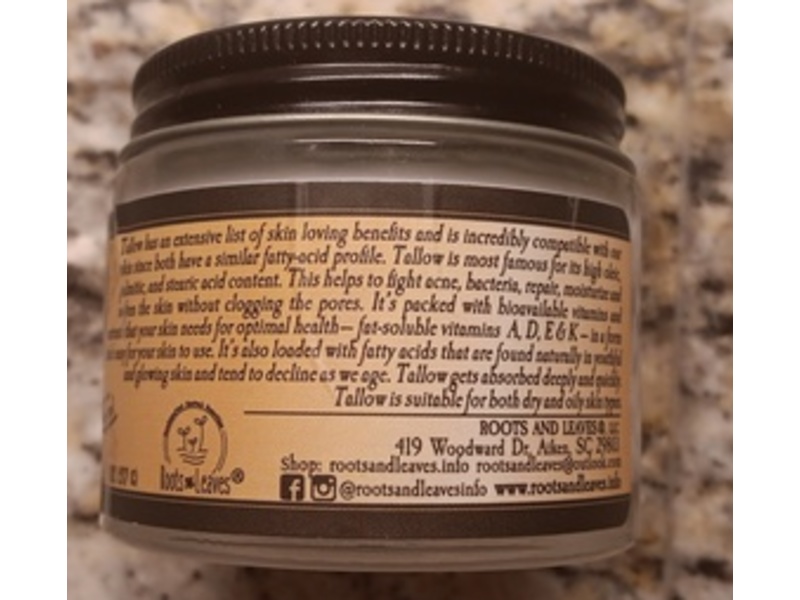 Roots And Leaves Tallow Balm Face Cream, Manuka Honey & Frankincense, 2 oz/57 g