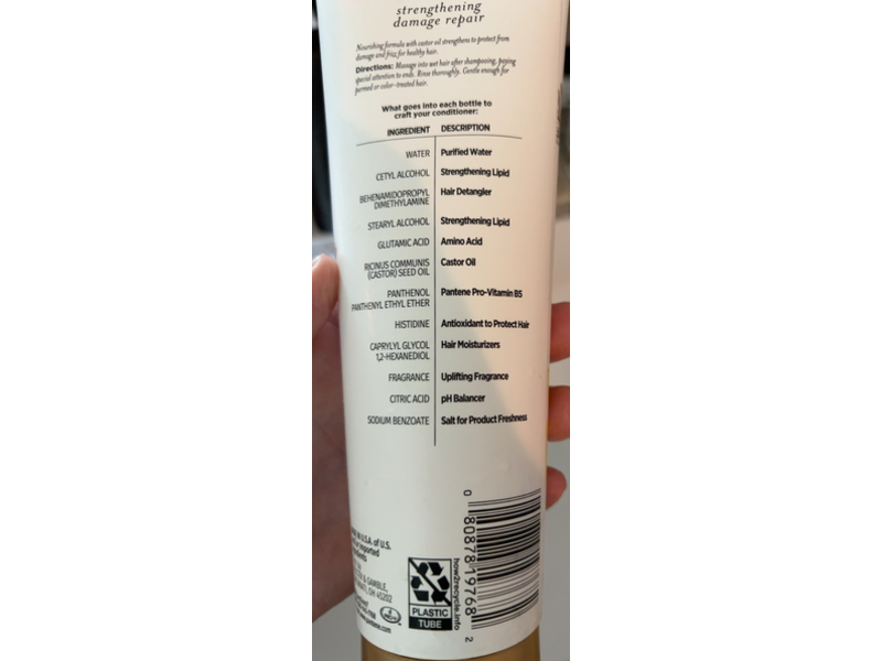 Pantene Pro-V Stregthening Damage Repair Conditioner, Castor Oil, 8 fl oz/237 mL