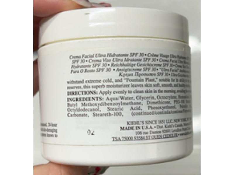 Kiehl's Ultra Facial Sunscreen Cream, SPF 30, 4.2 fl oz/125 mL